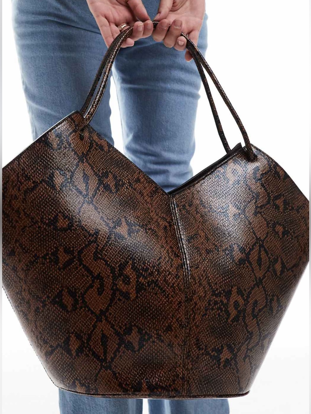 ASOS Design Brown snakeskin tote bag